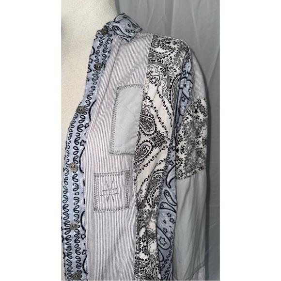 Free People All Patched Up Chambray Button Down - Picture 3 of 11